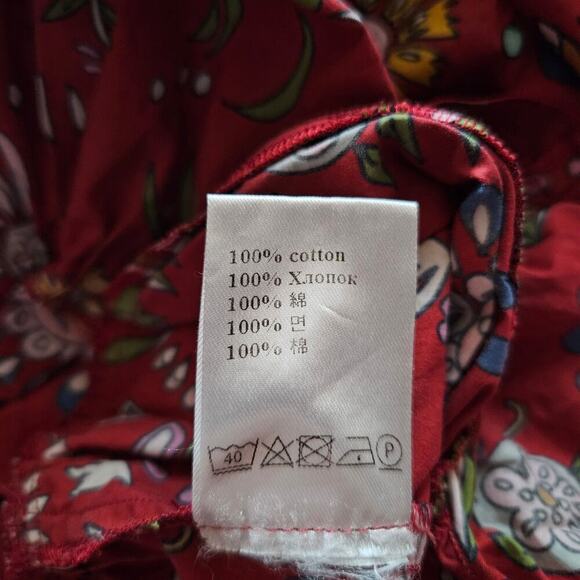 La DoubleJ Womens Bambi Dress Red Floral Print 40 Midi Long Sleeve Boho Chic Fit - Picture 14 of 15